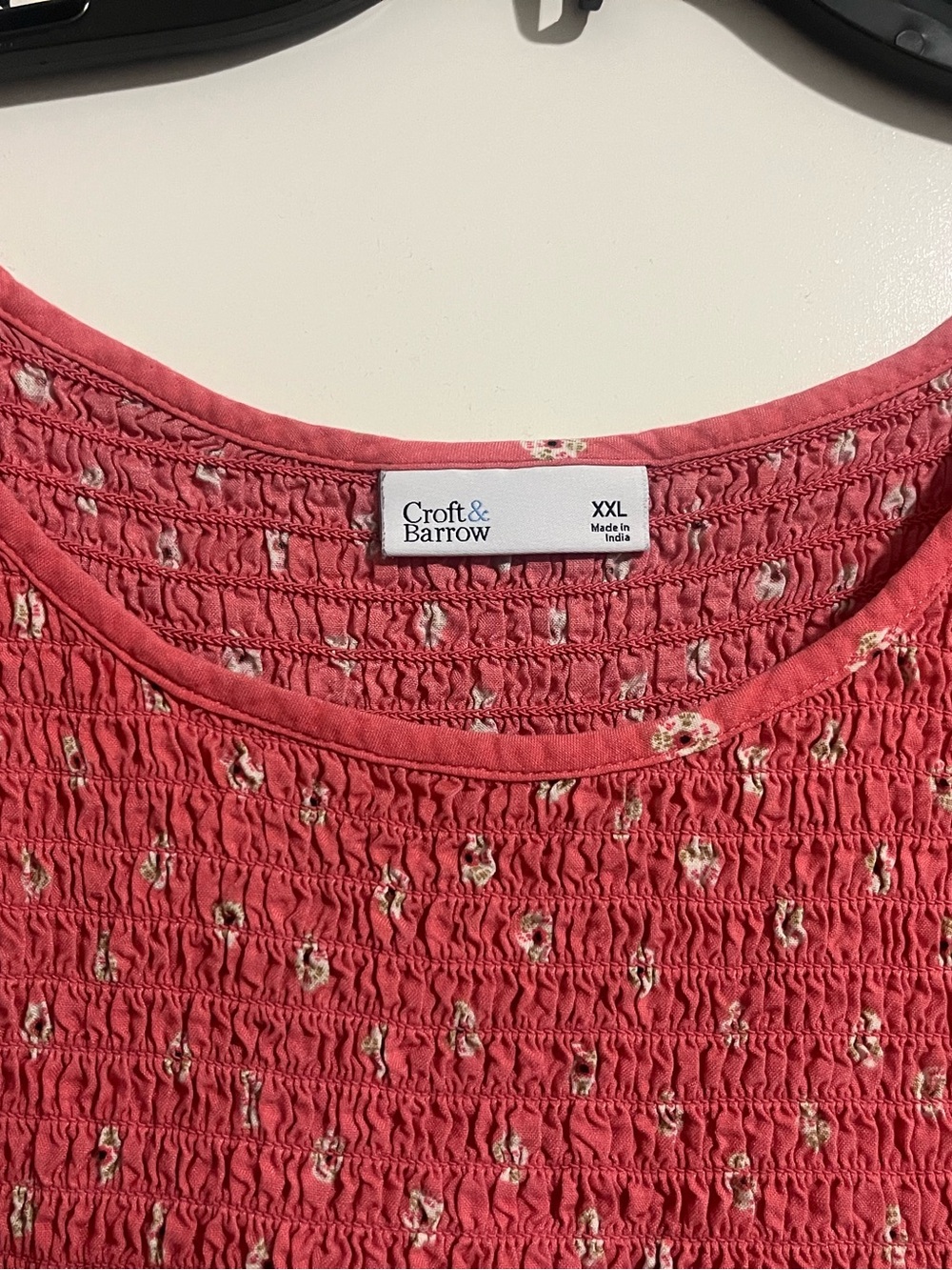 croft & barrow Coral Pink Smocked Floral Tank Top